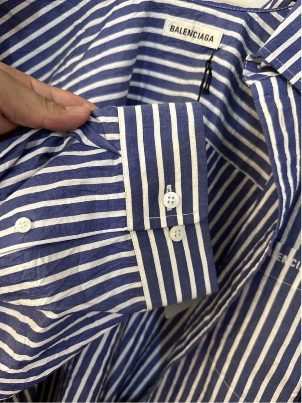 NWT Balenciaga Unisex Oversized Stripped Poplin Shirt Runway Size 3 $1,350 Auth - Picture 10 of 12